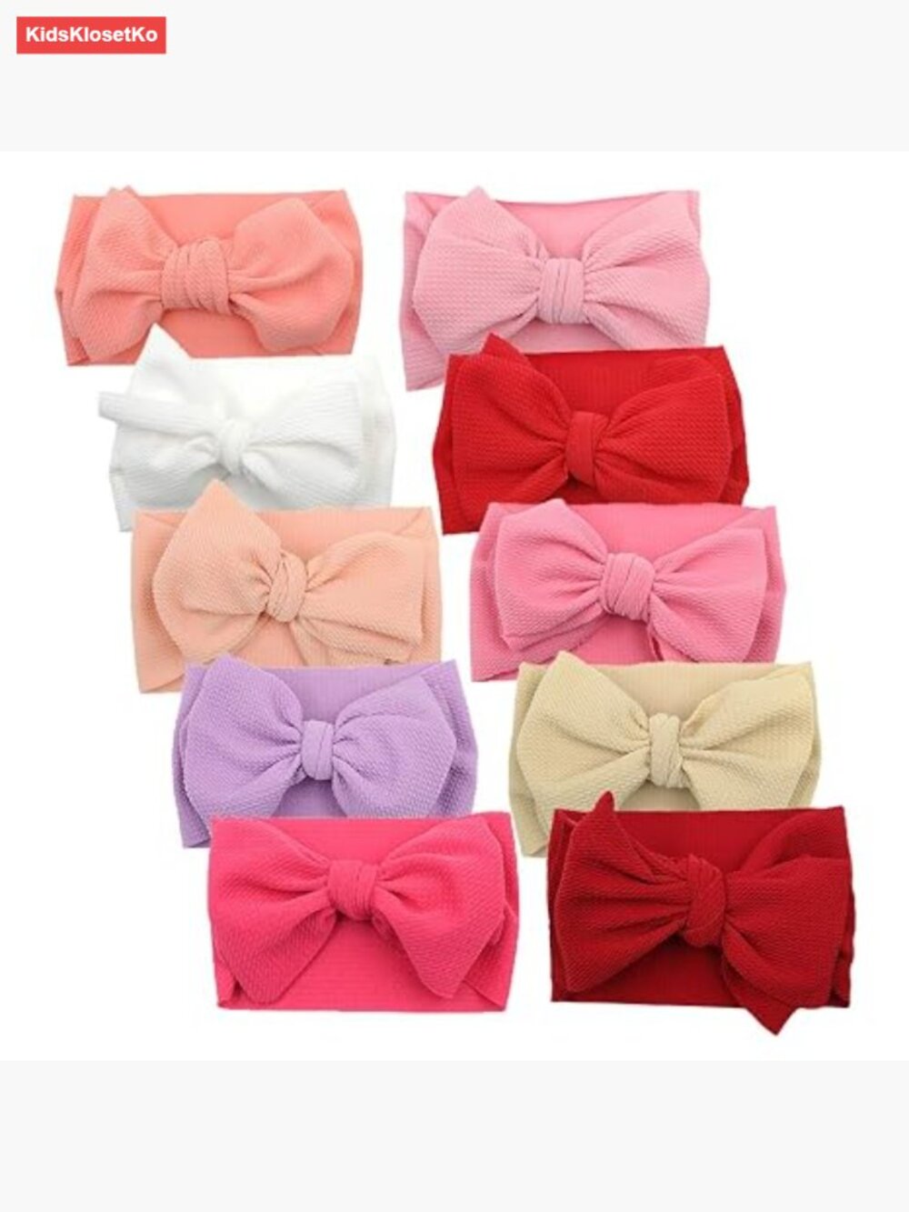 10-Pack Big Bow Baby Girl Headbands Soft Stretchy Nylon Hair Wraps